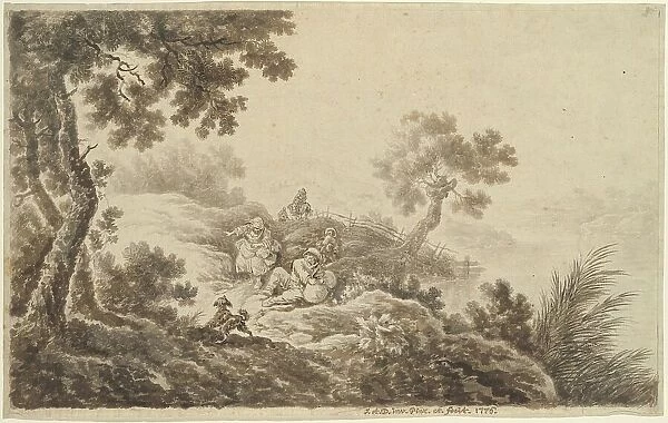 Landscape with Travelers, 1776. Creator: Johann Albrecht Dietzsch