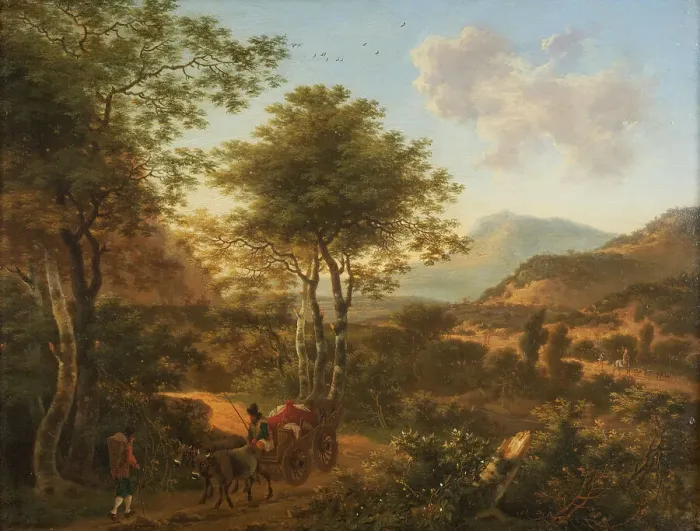 Framed Print : Landscape with travellers, between 1645 and 1692. Creator: Willem de Heusch Framed Print : Landscape with travellers, between 1645 and 1692. Creator: Willem de Heusch