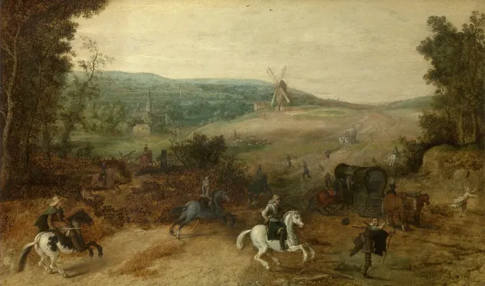 Framed Print : Landscape with Travellers Attacked by Robbers, c1600-1640. Creator: Sebastian Vrancx Framed Print : Landscape with Travellers Attacked by Robbers, c1600-1640. Creator: Sebastian Vrancx