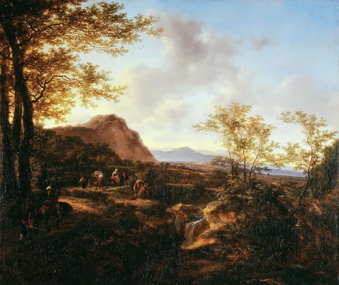 Framed Print : Landscape with travellers, c1650. Creator: Jan Dirksz Both Framed Print : Landscape with travellers, c1650. Creator: Jan Dirksz Both