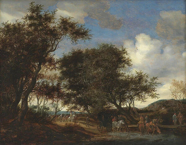 Landscape with Travellers Watering their Horses, 1659. Creator: Salomon Ruysdael