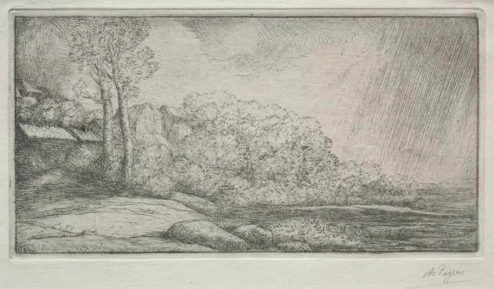 Framed Print : Landscape with Two Trees (Paysage aux deux Arbres). Creator: Alphonse Legros (French, 1837-1911) Framed Print : Landscape with Two Trees (Paysage aux deux Arbres). Creator: Alphonse Legros (French, 1837-1911)