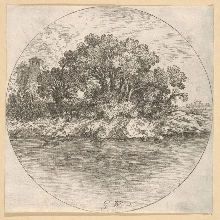 Framed Print : Landscape with Trees by the Water. n. d. Creator: Goffredo Wals Framed Print : Landscape with Trees by the Water. n. d. Creator: Goffredo Wals