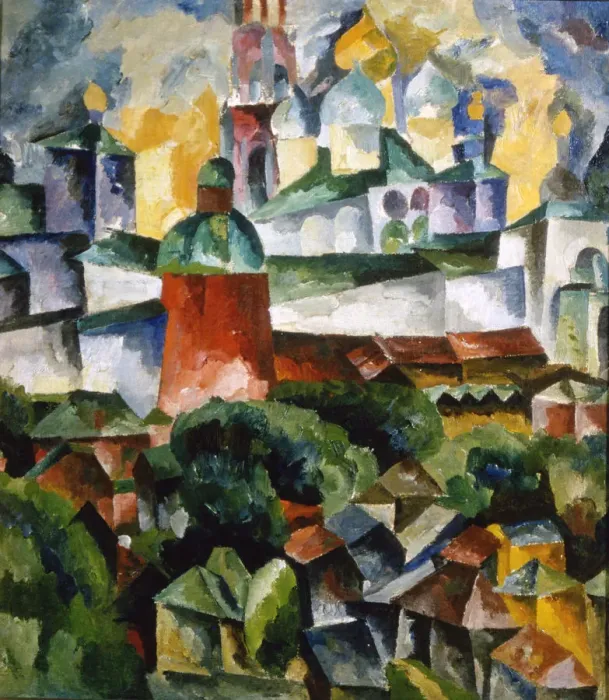 Framed Print : Landscape with the Trinity-Sergius-Monastery, 1920. Artist: Aristarkh Lentulov Framed Print : Landscape with the Trinity-Sergius-Monastery, 1920. Artist: Aristarkh Lentulov