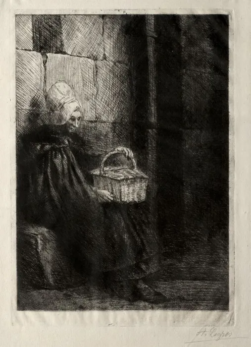 Framed Print : Landscape in the Vicinity of Boulogne, called Woman with a Basket. Creator: Alphonse Legros Framed Print : Landscape in the Vicinity of Boulogne, called Woman with a Basket. Creator: Alphonse Legros