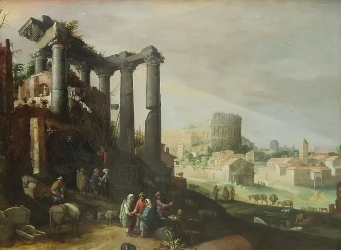 Framed Print : Landscape with a View of Campo Vaccino in Rome, 1609. Creator: Willem van Nieulandt Framed Print : Landscape with a View of Campo Vaccino in Rome, 1609. Creator: Willem van Nieulandt