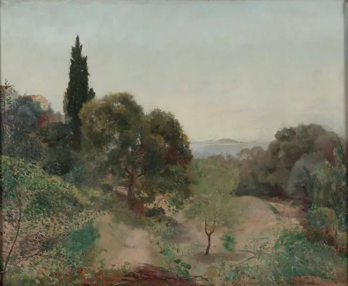 Framed Print : Landscape (Villa Chauve), 1884. Creator: Emile Bastien-Lepage Framed Print : Landscape (Villa Chauve), 1884. Creator: Emile Bastien-Lepage