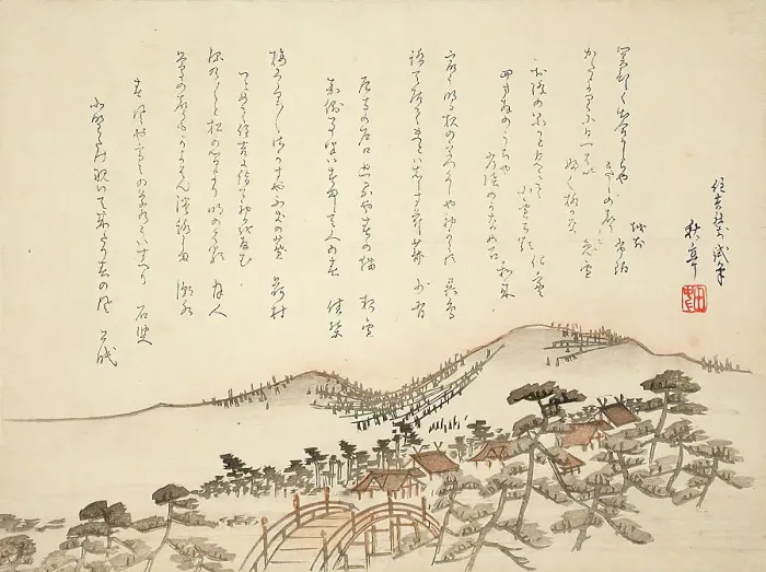 Framed Print : Landscape with Village, c1850s. Creator: Tanaka Shutei Framed Print : Landscape with Village, c1850s. Creator: Tanaka Shutei