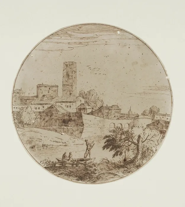 Framed Print : Landscape with a Walled City, between late 17th and early 18th century. Creator: Giovanni Francesco Grimaldi Framed Print : Landscape with a Walled City, between late 17th and early 18th century. Creator: Giovanni Francesco Grimaldi