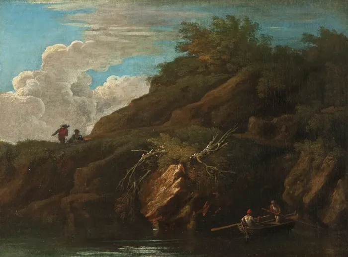 Framed Print : Landscape with Water. Creator: Manner of Salvator Rosa  (1615-1673)