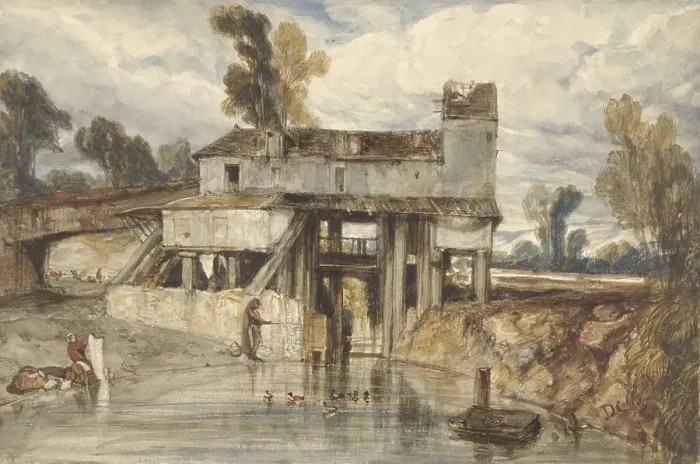 Framed Print : Landscape with water mill, 1813-1860. Creator: Alexandre Gabriel Descamps Framed Print : Landscape with water mill, 1813-1860. Creator: Alexandre Gabriel Descamps