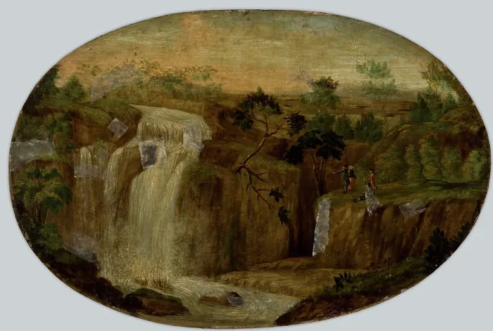 Framed Print : Landscape with a Waterfall, between 1750-1850. Creator: Unknown Framed Print : Landscape with a Waterfall, between 1750-1850. Creator: Unknown