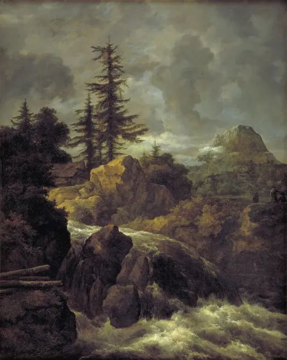 Framed Print : Landscape with a Waterfall and a Hut, 1643-1682. Creator: Jacob van Ruisdael Framed Print : Landscape with a Waterfall and a Hut, 1643-1682. Creator: Jacob van Ruisdael