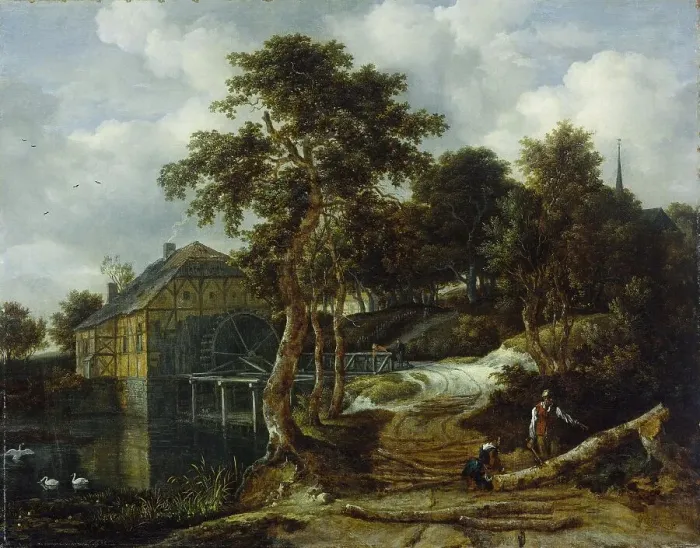 Framed Print : Landscape with watermill, 1661. Creator: Jacob van Ruisdael Framed Print : Landscape with watermill, 1661. Creator: Jacob van Ruisdael