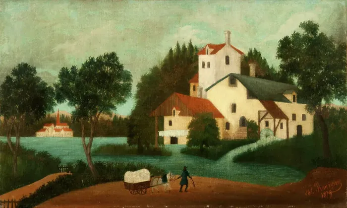 Framed Print : Landscape with Watermill, 1879. Creator: Rousseau, Henri Julien Félix (1844-1910) Framed Print : Landscape with Watermill, 1879. Creator: Rousseau, Henri Julien Félix (1844-1910)