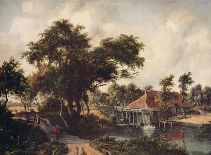 Framed Print : Landscape with a Watermill, c1665, (c1915). Artist: Meindert Hobbema Framed Print : Landscape with a Watermill, c1665, (c1915). Artist: Meindert Hobbema