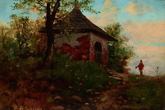Framed Print : Landscape with a Wayside Shrine, c1880. Creator: Seweryn Bieszczad Framed Print : Landscape with a Wayside Shrine, c1880. Creator: Seweryn Bieszczad