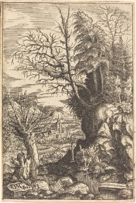 Framed Print : Landscape with a Willow, 1553. Creator: Hans Sebald Lautensack Framed Print : Landscape with a Willow, 1553. Creator: Hans Sebald Lautensack