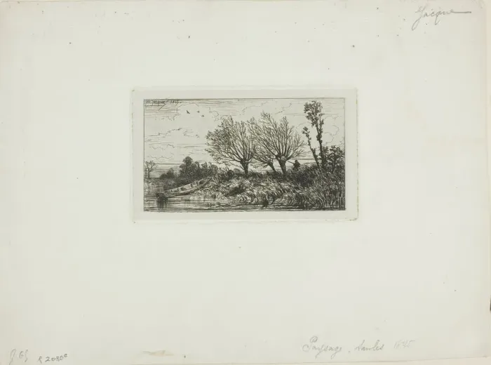 Framed Print : Landscape, Willow Trees, c. 1845. Creator: Charles Emile Jacque Framed Print : Landscape, Willow Trees, c. 1845. Creator: Charles Emile Jacque