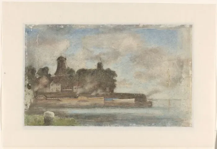 Framed Print : Landscape with windmills by water, 1869-1937. Creator: Antonie Louis Koster Framed Print : Landscape with windmills by water, 1869-1937. Creator: Antonie Louis Koster