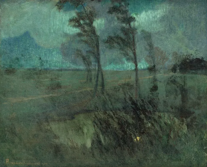 Framed Print : Landscape in a windstorm, c1920. Creator: Karol Pongracz Framed Print : Landscape in a windstorm, c1920. Creator: Karol Pongracz