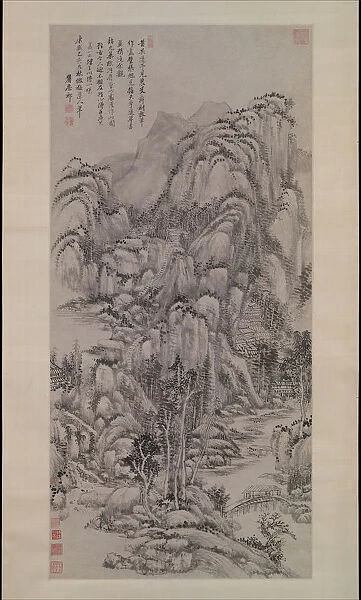 Landscape after Wu Zhen, dated 1695. Creator: Wang Yuanqi