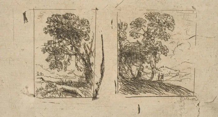Framed Print : The Two Landscapes, ca. 1630. Creator: Claude Lorrain Framed Print : The Two Landscapes, ca. 1630. Creator: Claude Lorrain