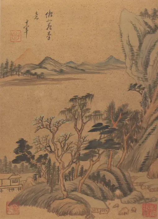 Framed Print : Landscapes and Poems, 17th century, probably after 1625. Creator: Dong Qichang Framed Print : Landscapes and Poems, 17th century, probably after 1625. Creator: Dong Qichang