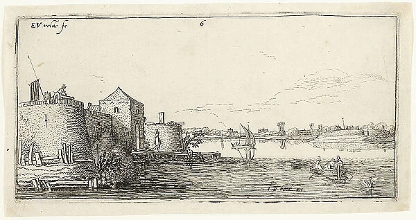 Ten Landscapes: Walled River Town to the Left of a River, 1615 / 16. Creator: Esaias van de Velde