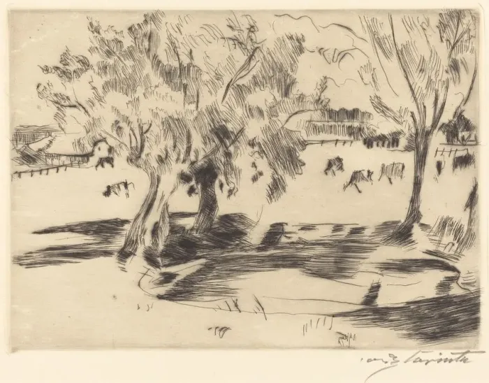 Framed Print : Landschaft mit Kühen (Landscape with Cows), 1917. Creator: Lovis Corinth Framed Print : Landschaft mit Kühen (Landscape with Cows), 1917. Creator: Lovis Corinth