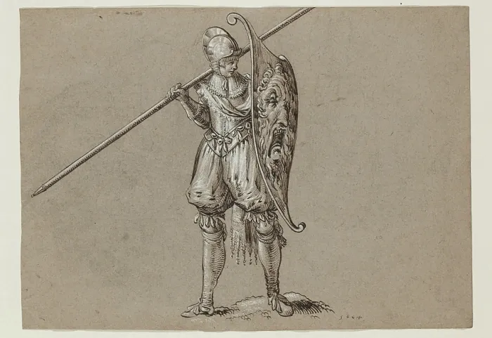 Framed Print : Landsknecht with Shield and Pike, 1624. Creator: Herman Breekerveld Framed Print : Landsknecht with Shield and Pike, 1624. Creator: Herman Breekerveld
