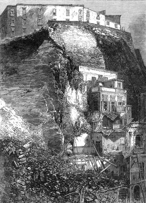 Framed Print : The landslip at Naples: scene of the disaster, 1868. Creator: Unknown Framed Print : The landslip at Naples: scene of the disaster, 1868. Creator: Unknown
