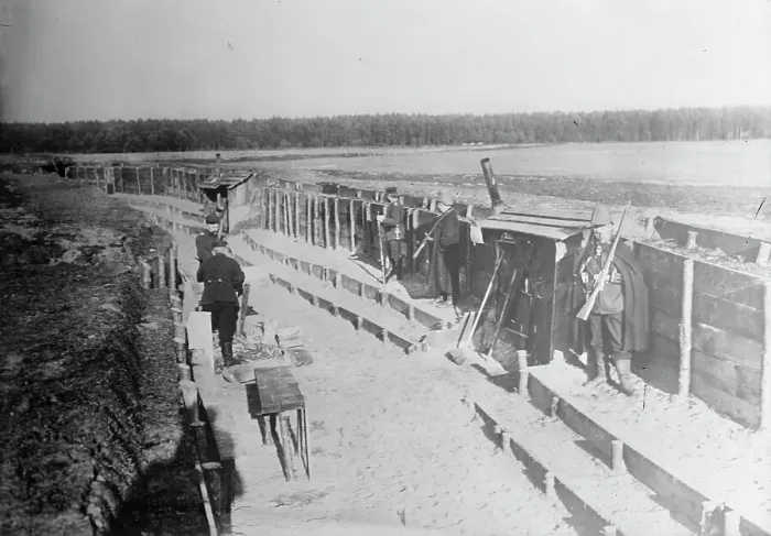 Framed Print : Landwehr in trenches near Suwalki, between 1914 and c1915. Creator: Bain News Service Framed Print : Landwehr in trenches near Suwalki, between 1914 and c1915. Creator: Bain News Service