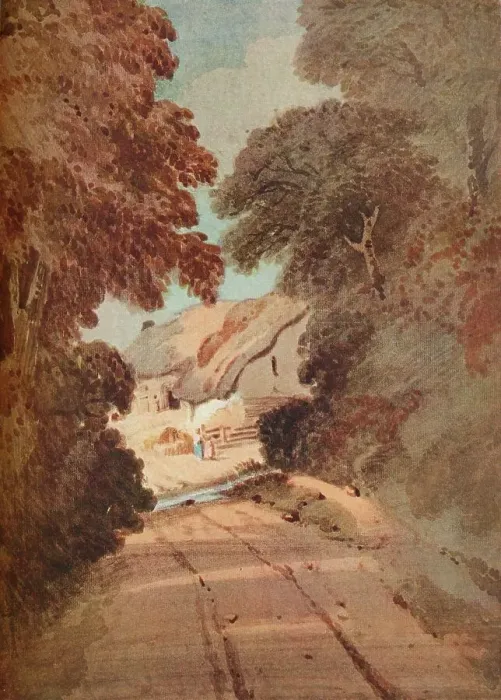 Framed Print : Lane and Cottages, c1800. Artist: Thomas Girtin Framed Print : Lane and Cottages, c1800. Artist: Thomas Girtin