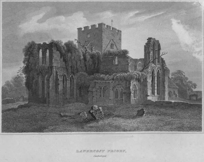 Framed Print : Lanercost Priory, Cumberland, 1814. Artist: John Greig Framed Print : Lanercost Priory, Cumberland, 1814. Artist: John Greig