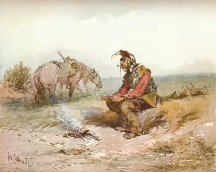 Framed Print : Langham Sketch: The Bivouac, c1885. Artist: Charles Cattermole Framed Print : Langham Sketch: The Bivouac, c1885. Artist: Charles Cattermole