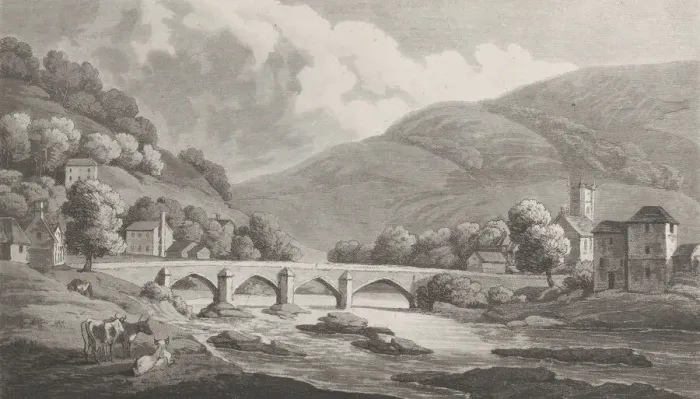 Framed Print : Langollen, from Remarks on a Tour to North and South Wales, in the year 1797, September 1, 1799. Creator: John Hill Framed Print : Langollen, from Remarks on a Tour to North and South Wales, in the year 1797, September 1, 1799. Creator: John Hill