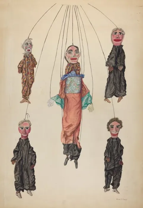 Framed Print : Lanos Pop Out Marionette, c. 1937. Creator: Frank Gray Framed Print : Lanos Pop Out Marionette, c. 1937. Creator: Frank Gray