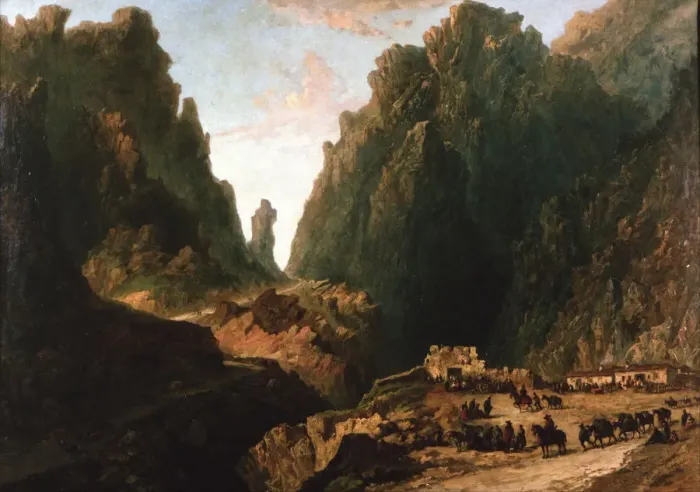 Framed Print : Lanscape with Smugglers. Artist: Lucas Velazquez, Eugenio (1817-1870) Framed Print : Lanscape with Smugglers. Artist: Lucas Velazquez, Eugenio (1817-1870)