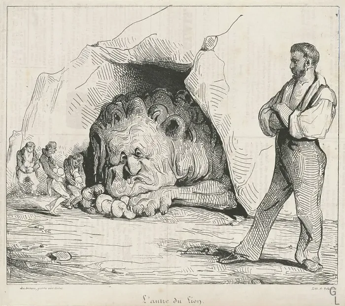 Framed Print : L'antre du lion, 19th century. Creator: Honore Daumier Framed Print : L'antre du lion, 19th century. Creator: Honore Daumier