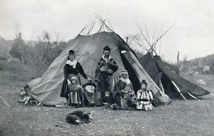 Framed Print : A Lapland encampment, 1912 Framed Print : A Lapland encampment, 1912