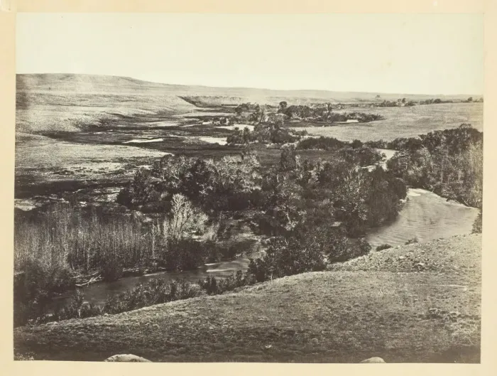 Framed Print : Laramie Valley, From Sheephead Mountains, 1868 / 69. Creator: Andrew Joseph Russell Framed Print : Laramie Valley, From Sheephead Mountains, 1868 / 69. Creator: Andrew Joseph Russell