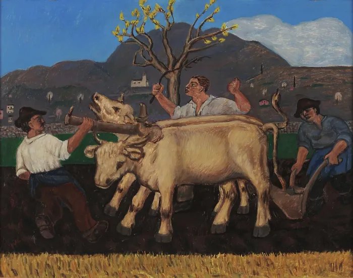 Framed Print : L'aratura (The Ploughing). Creator: Garbari, Tullio (1892-1931). L'aratura (The Ploughing). Creator: Garbari, Tullio (1892-1931) Framed Print : L'aratura (The Ploughing). Creator: Garbari, Tullio (1892-1931). L'aratura (The Ploughing). Creator: Garbari, Tullio (1892-1931)