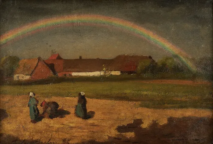 Framed Print : L'arc-en-ciel à Courrières, 1855. Creator: Jules Breton Framed Print : L'arc-en-ciel à Courrières, 1855. Creator: Jules Breton