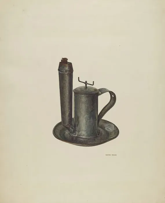 Framed Print : Lard Lamp, c. 1940. Creator: Wayne White Framed Print : Lard Lamp, c. 1940. Creator: Wayne White