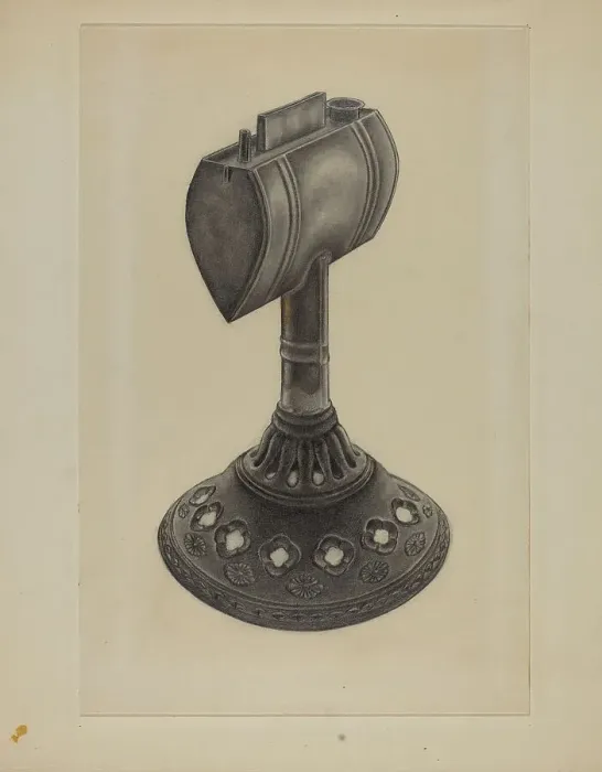 Framed Print : Lard Oil Lamp, 1935 / 1942. Creator: Milton Grubstein Framed Print : Lard Oil Lamp, 1935 / 1942. Creator: Milton Grubstein