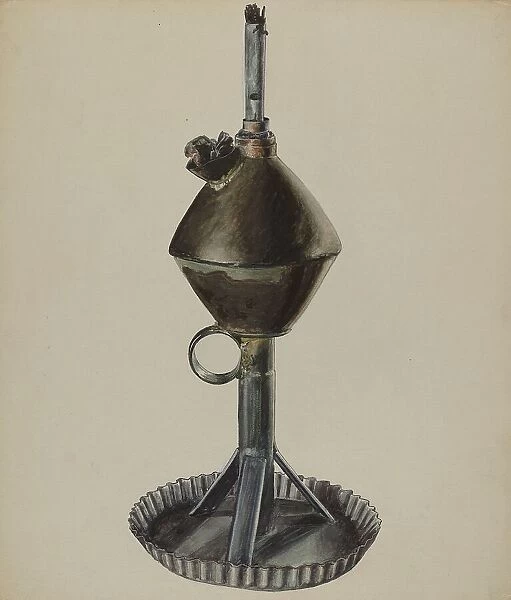Lard or Whale Oil Lamp, c. 1937. Creator: Ralph Atkinson