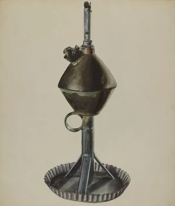 Framed Print : Lard or Whale Oil Lamp, c. 1937. Creator: Ralph Atkinson Framed Print : Lard or Whale Oil Lamp, c. 1937. Creator: Ralph Atkinson
