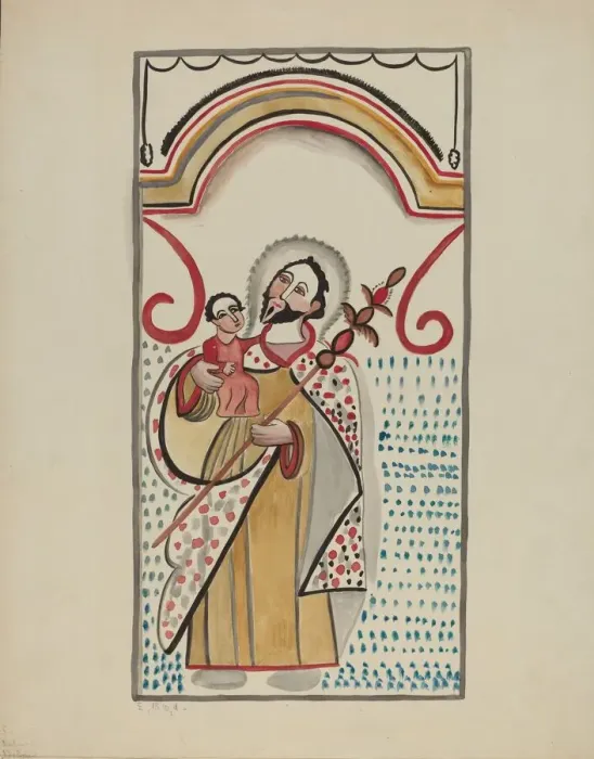Framed Print : Detail from Large Altar on East Wall of Sanctuario Church at Chimayo. St Framed Print : Detail from Large Altar on East Wall of Sanctuario Church at Chimayo. St