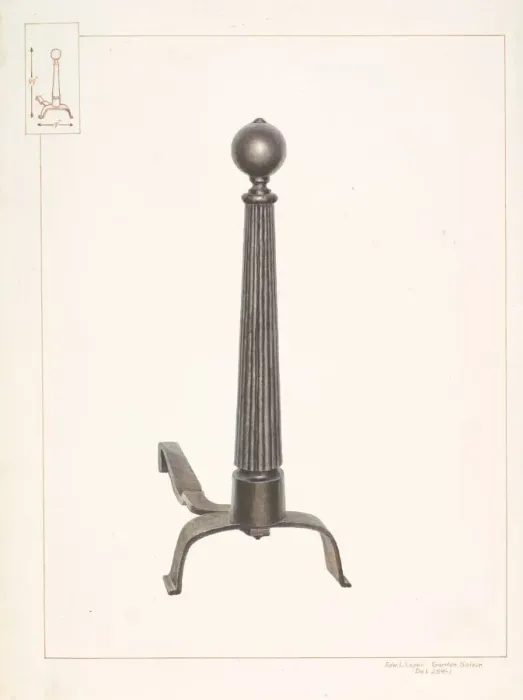 Framed Print : Large Andiron, c. 1937. Creator: Edward L Loper Framed Print : Large Andiron, c. 1937. Creator: Edward L Loper